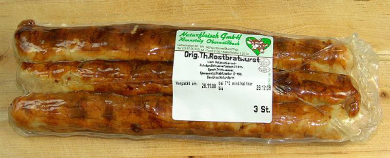 Original Thüringer Rostbratwurst auf Holzkohle, 3er-Pack a 80 g